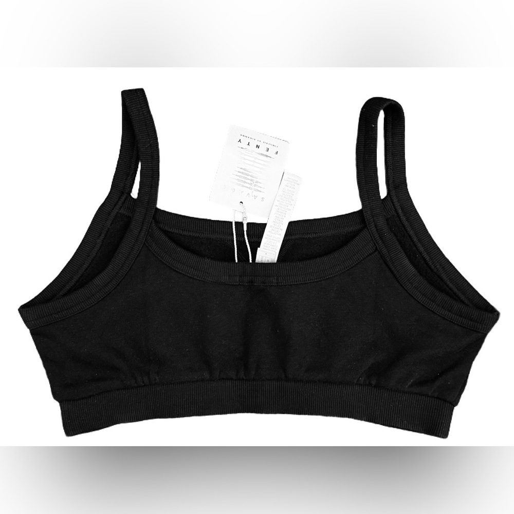 Savage X Fenty Seamless Bralette Medium Black NWT Ribbed Band - Picture 2 of 3